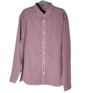 H&M men's XL red blue white gingham plaid button down shirt casual workwear